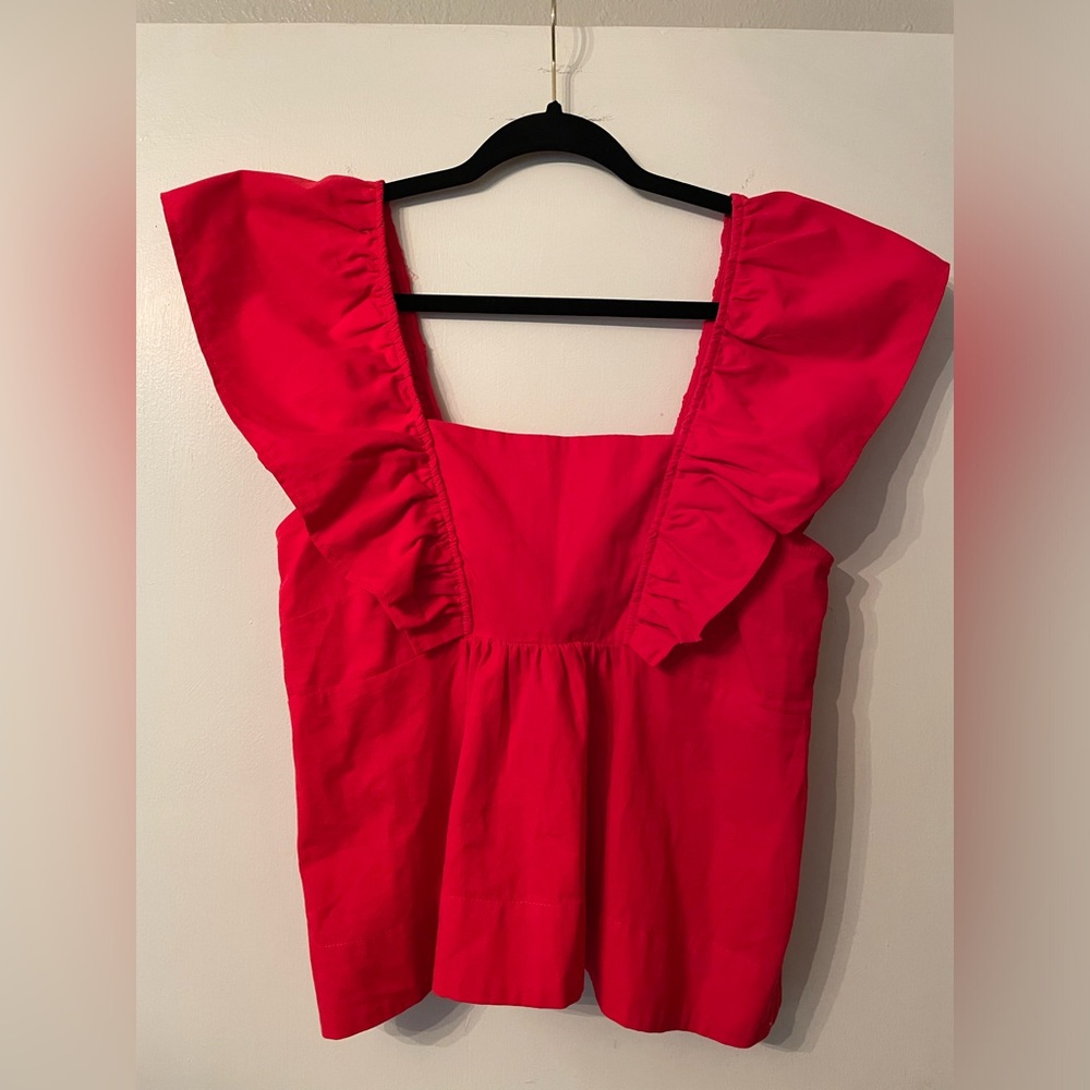 Eesome Red Flutter Sleeve Top